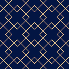 Golden blue geometric seamless pattern