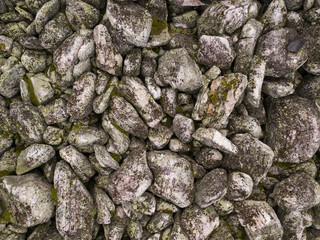 Drone view of big ancient stones born after rock destruction
