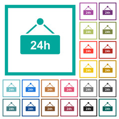 hanging table with 24h flat color icons with quadrant frames