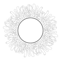 Chrysanthemum Outline Flower Banner Wreath