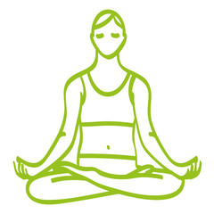 Handgezeichnete Frau im Lotussitz in hellgrün