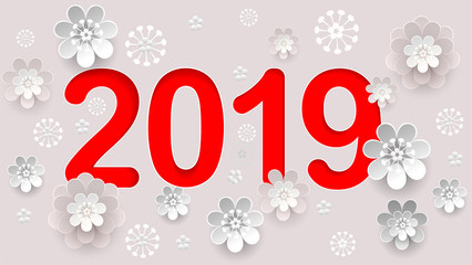 Naklejka na ściany i meble 2019 new year number text in chinese calendar