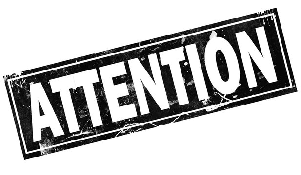 Attention word with in black frame word