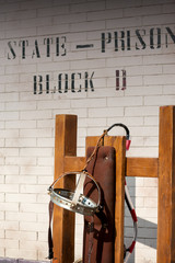The electric chair apparatus in a Death row reenactment.