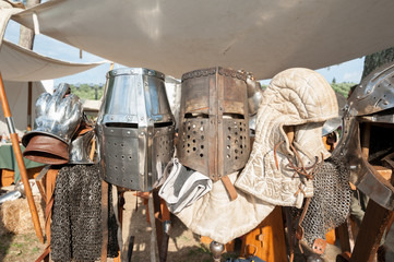 Iron helmets and other combat equipment