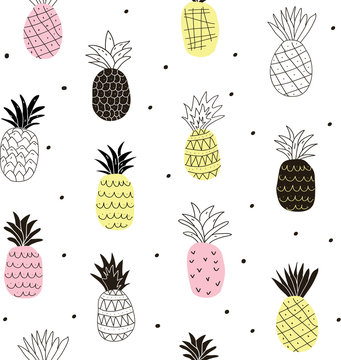 colorful abstract pineapples seamless pattern
