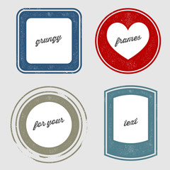 Set of grungy frames of different shapes and colors