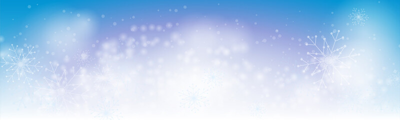 Fototapeta na wymiar Christmas winter blue banner background with abstract snowflakes