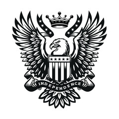 illustration symbol eagle with shield and crown