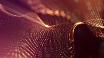 Microcosm or space. Seamless looped footage with beautiful light effects and 3d animation of glow particles with depth of field, bokeh and light rays for abstract background or vj loop. Golden red 5 - Powered by Adobe