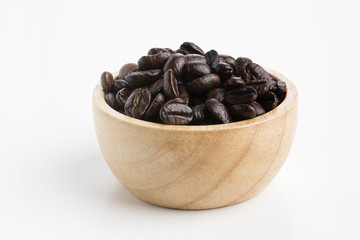 Roasted coffee beans isolated on pure white background for content using.