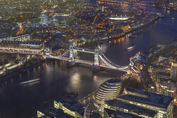 Tower Bridge in London city. Night scene