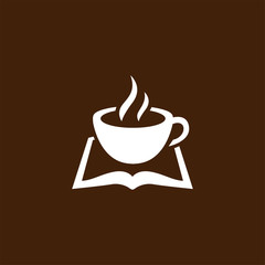 coffee with book logo icon vector