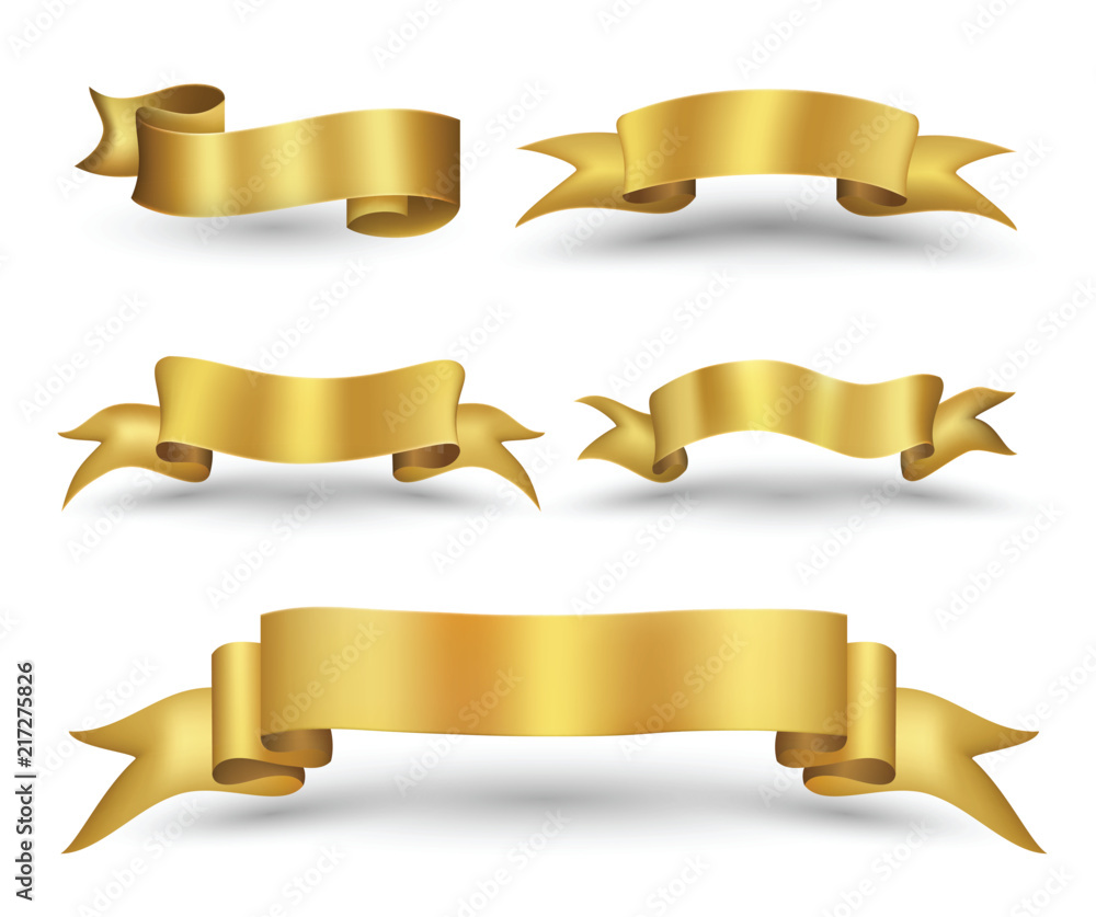 Wall mural gold ribbon banner