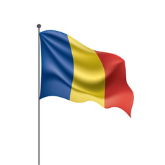 Romania flag, vector illustration on a white background