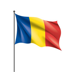 Romania flag, vector illustration on a white background