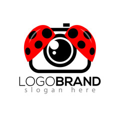 Obraz na płótnie Canvas Ladybug camera photography logo vector