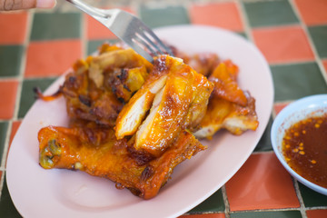 Grilled chicken with spicy sauce