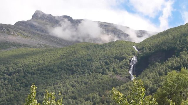 Mountains and falls. Geiranger, Stranda, Norway