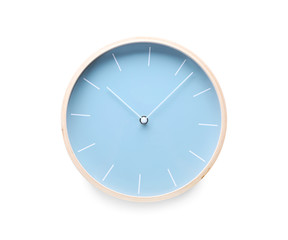 Modern clock on white background