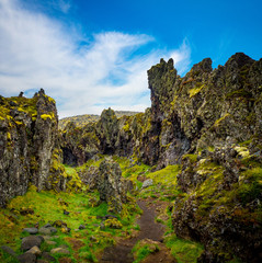 Black volcanic coastline on Iceland