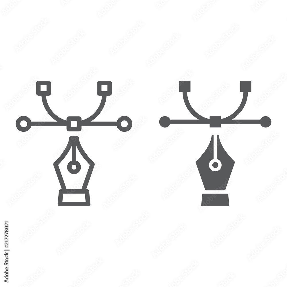 Poster curvature tool line and glyph icon, tools and design, curve sign, vector graphics, a linear pattern 