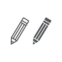 Pencil line and glyph icon, tools and design, pen sign, vector graphics, a linear pattern on a white background, eps 10.