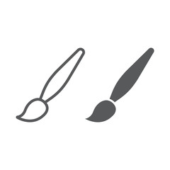 Paintbrush line and glyph icon, tools and art, brush sign, vector graphics, a linear pattern on a white background, eps 10.
