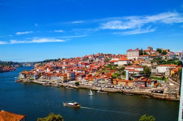The view of the right bank of the Douro River in Porto