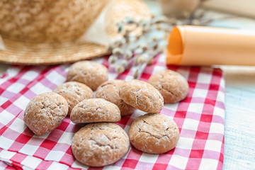 Delicious cookies on napkin