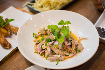 Spicy minced pork salad.