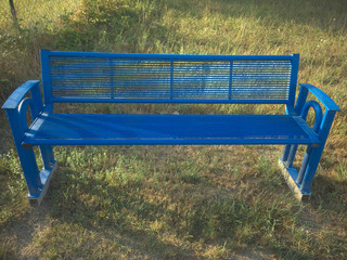blue bench in the park