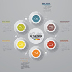 6 steps modern chart infographics elements.Vector illustration.