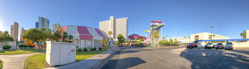 LAS VEGAS - JUNE 19, 2018: Panoramic city view near Circus Circus Casino. Las Vegas is the gambling world capital