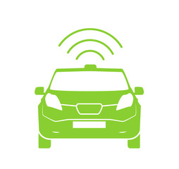 Wireless car charging station symbol. Electric car charging icon isolated. Electric Vehicle Green electric car charging point icon vector. Renewable eco technologies. Vector illustration