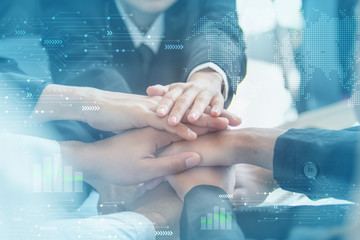 Concept of teamwork. business people joined hands