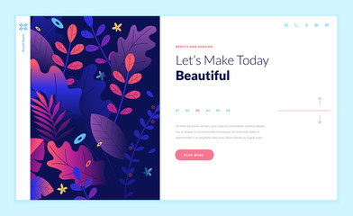 Web page design template for beauty, spa, wellness, natural products, cosmetics, body care, healthy life. Modern flat design vector illustration concept for website and mobile website development. 
