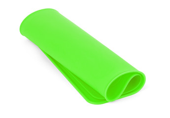 A color silicone muffin molds on a white background