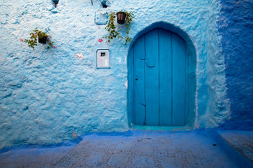 Doorway in Chefchaouen, the Blue city, in Morocco