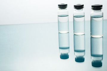 medical Vaccine vial hypodermic injection treatment disease care in hospital and prevention illness.