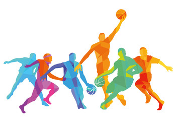 Fototapeta na wymiar Basketballspieler beim Spiel, illustration