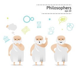 Set of 3 philosophers. Vector illustration