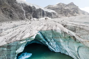 Papier Peint photo Glaciers Glacier in Valtellina, melting glaciers in the Italian Alps. Glacier of Fellaria in Valmalenco