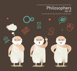 Set of 3 philosophers. Vector illustration - obrazy, fototapety, plakaty