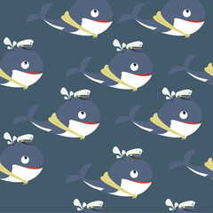 Cute  whale  cartoon pattern