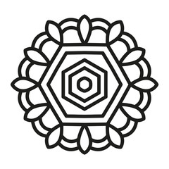 Simple Mandala Shape for Coloring. Vector Mandala. Floral. Flower. Oriental. Book Page. Outline.