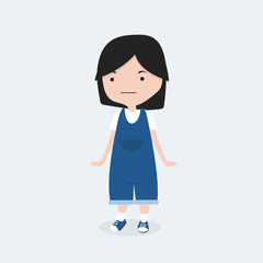 Cute little girl in dress jeans cartoon character