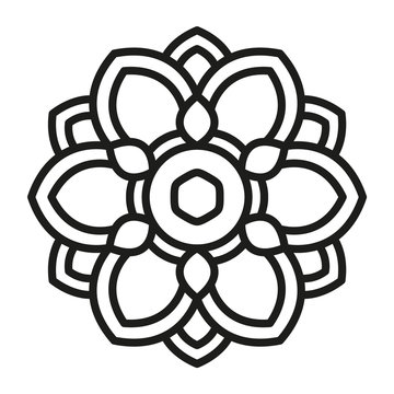 Simple Mandala Shape for Coloring. Vector Mandala. Floral. Flower. Oriental. Book Page. Outline.