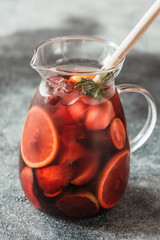 A pitcher of Spanish fruit Sangria