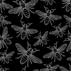 Seamless background from the drawn flies